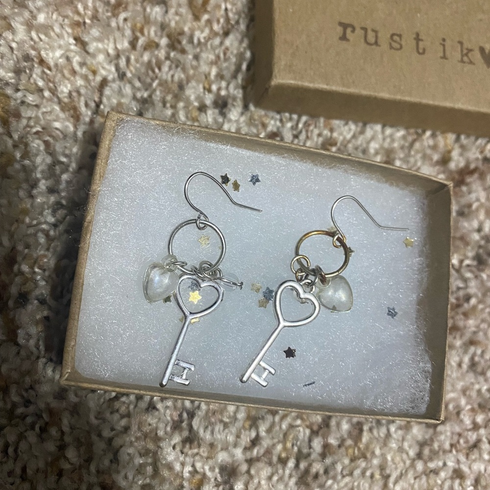 key and heart earrings